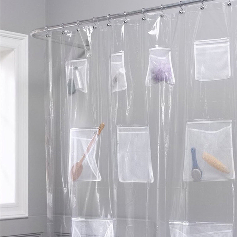 Multifunctional Transparent Pocket Shower Curtain