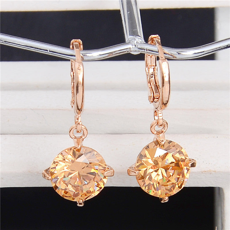 Cute and Pretty 1 Pair Gold Color Cubic Zirconia Elegant Woman Hoop Earrings For Christmas Gift