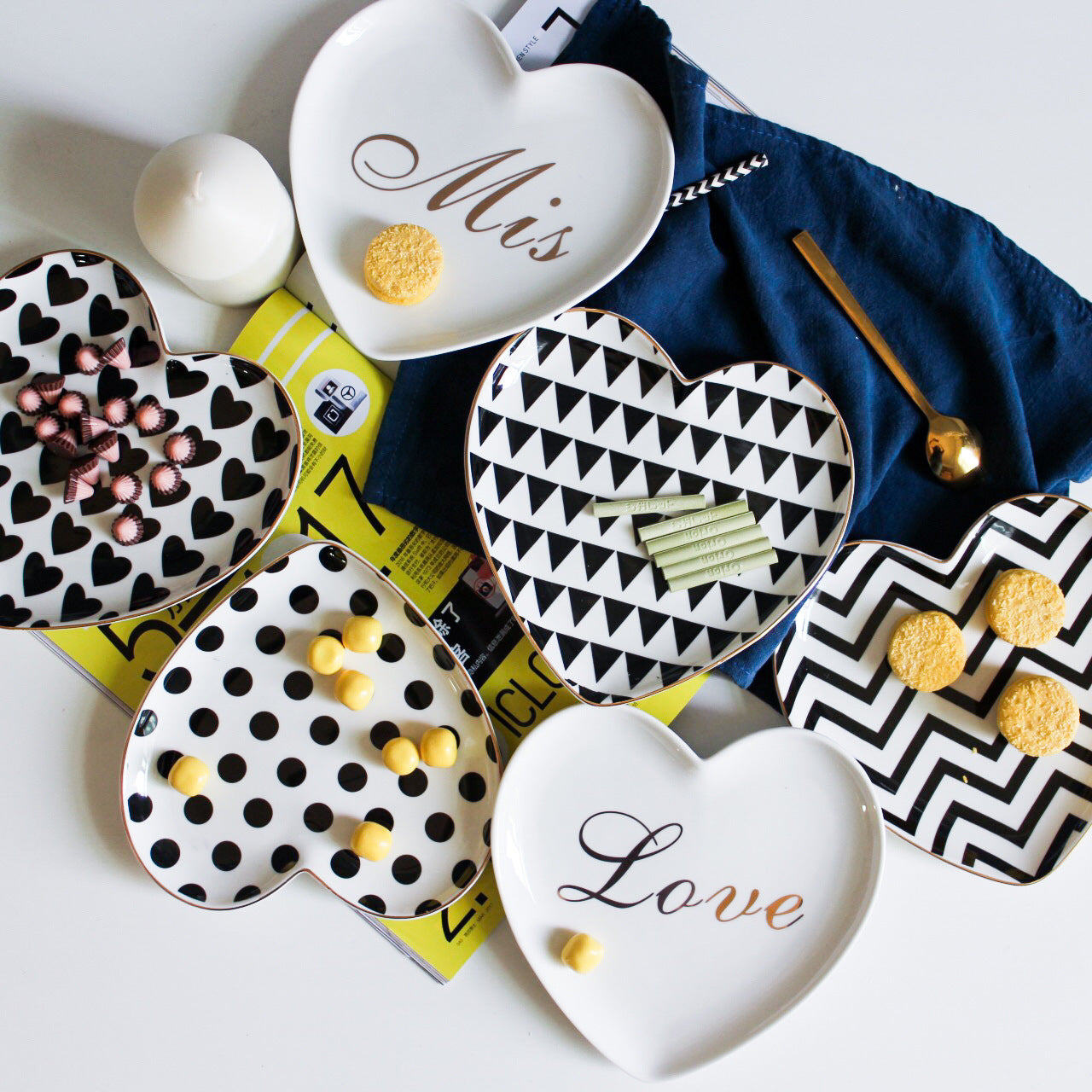 Heart Shaped Breakfast Ceramic Dish