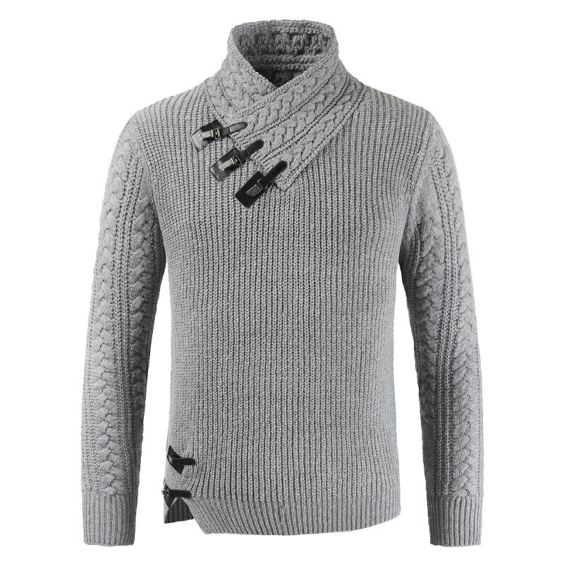 Men's Scalp Button Irregular Long Sleeve T-Shirt