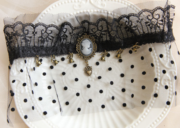 Halloween Bunny Crown Headband Lace Veil