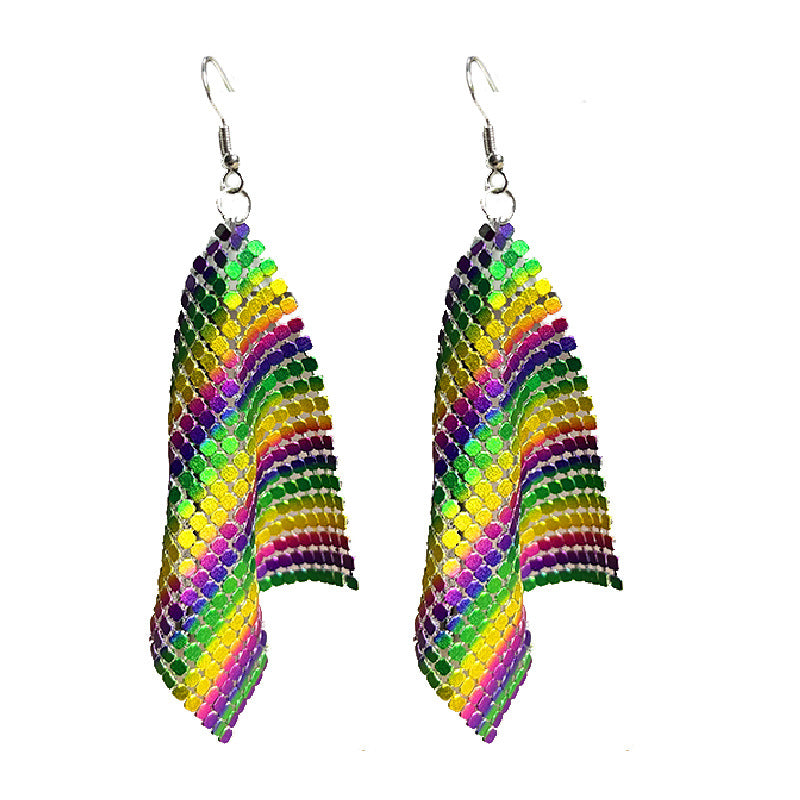 Fashion Feather Metal Mesh Earrings