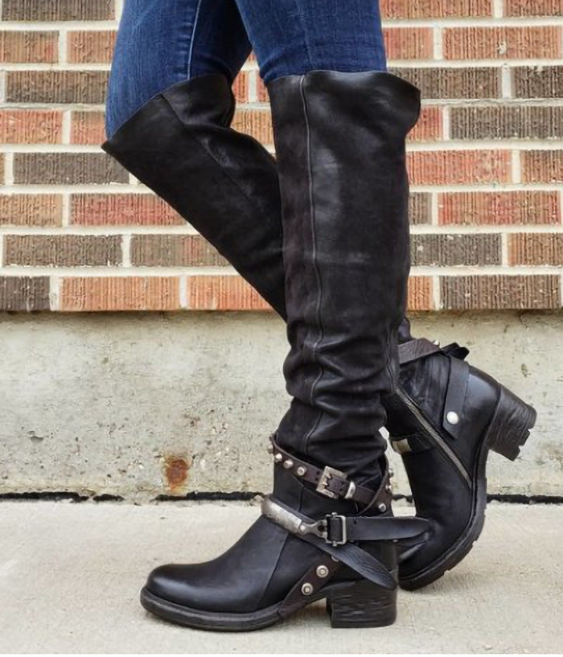 New Belt Buckle Boots Women's Boots