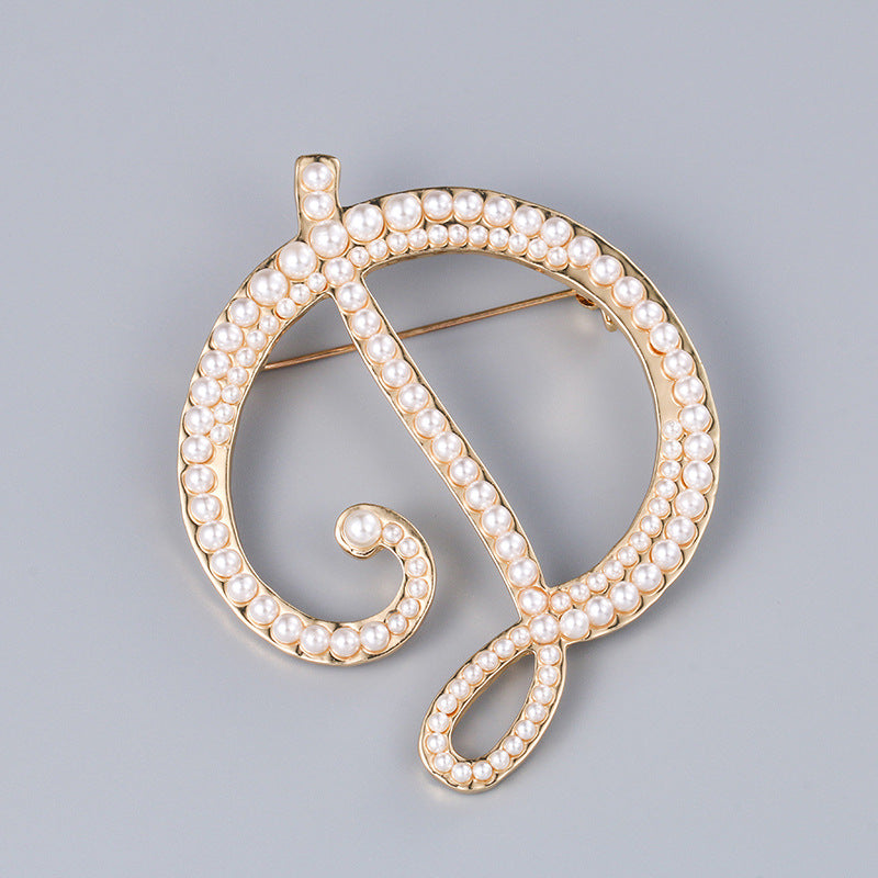Brooch Customization English Letter Brooch Pearl Pin female