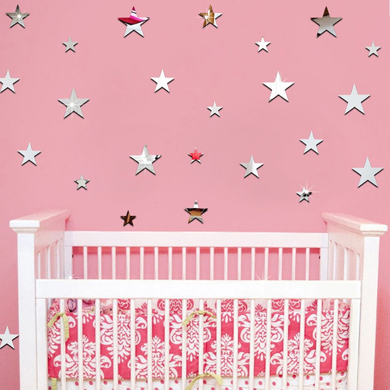 Five-Pointed Star Mirror Sticker Cartoon Children Room Wall Sticker