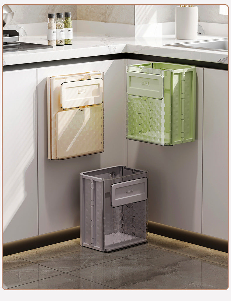 Household Kitchen Folding Trash Can Wall Hanging Punch-Free Trash Can