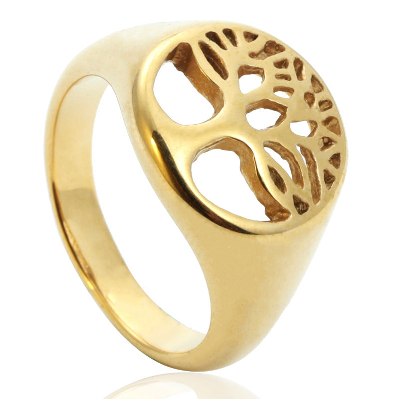 Titanium Steel Ring Tree Of Life Stainless Steel Tree Ring