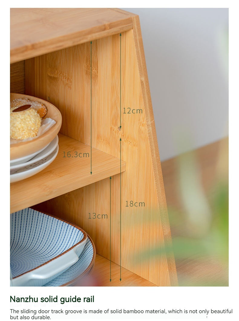 Japanese-Style Small Glass Kitchen Table Top Storage Cabinet Solid Wood Household