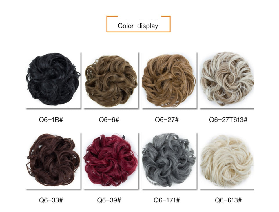 Europe, Japan, and South Korea Popular Hair Bun Fluffy Natural Drawstring Curly Hair Ball Head Hair Ring Hair set Female Hair Accessories Chemical Fiber Hair