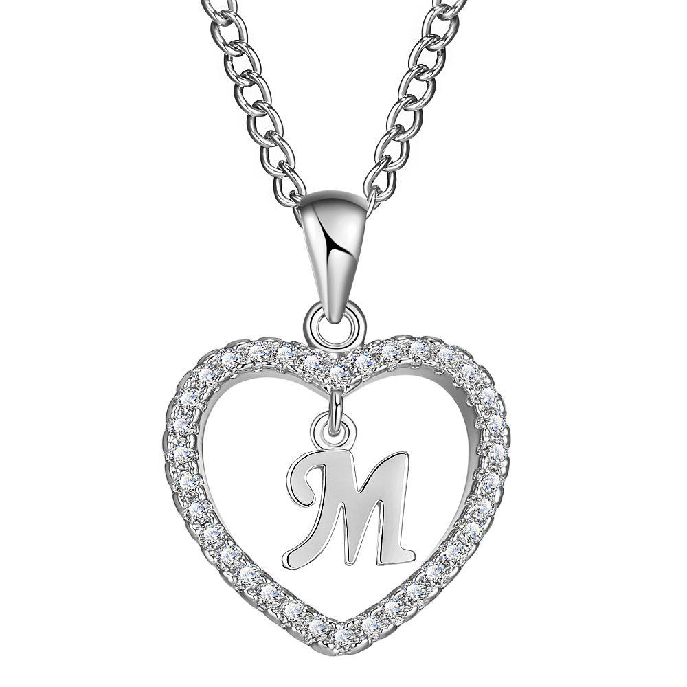 26-Letter Zircon Heart Necklace