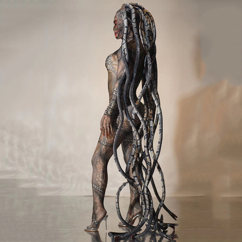 Medusa  Fake Transparent Meat Snake One-Piece Costume