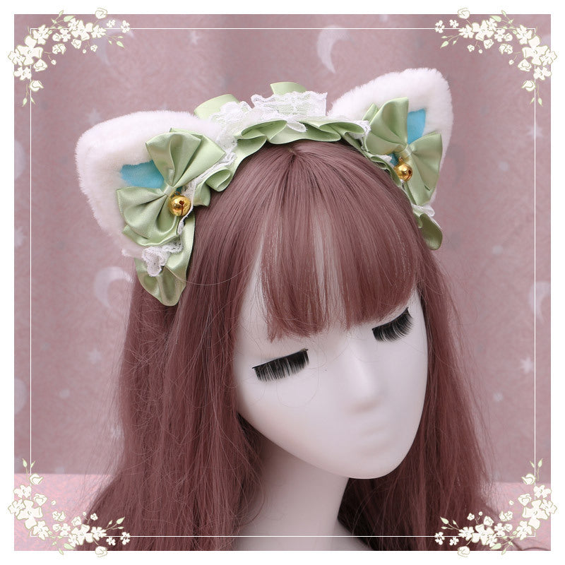 A Lovely Japanese Lolita Hairdress, Catwoman Plush Lolita Headdress, Lace Cat Ear Hair Band