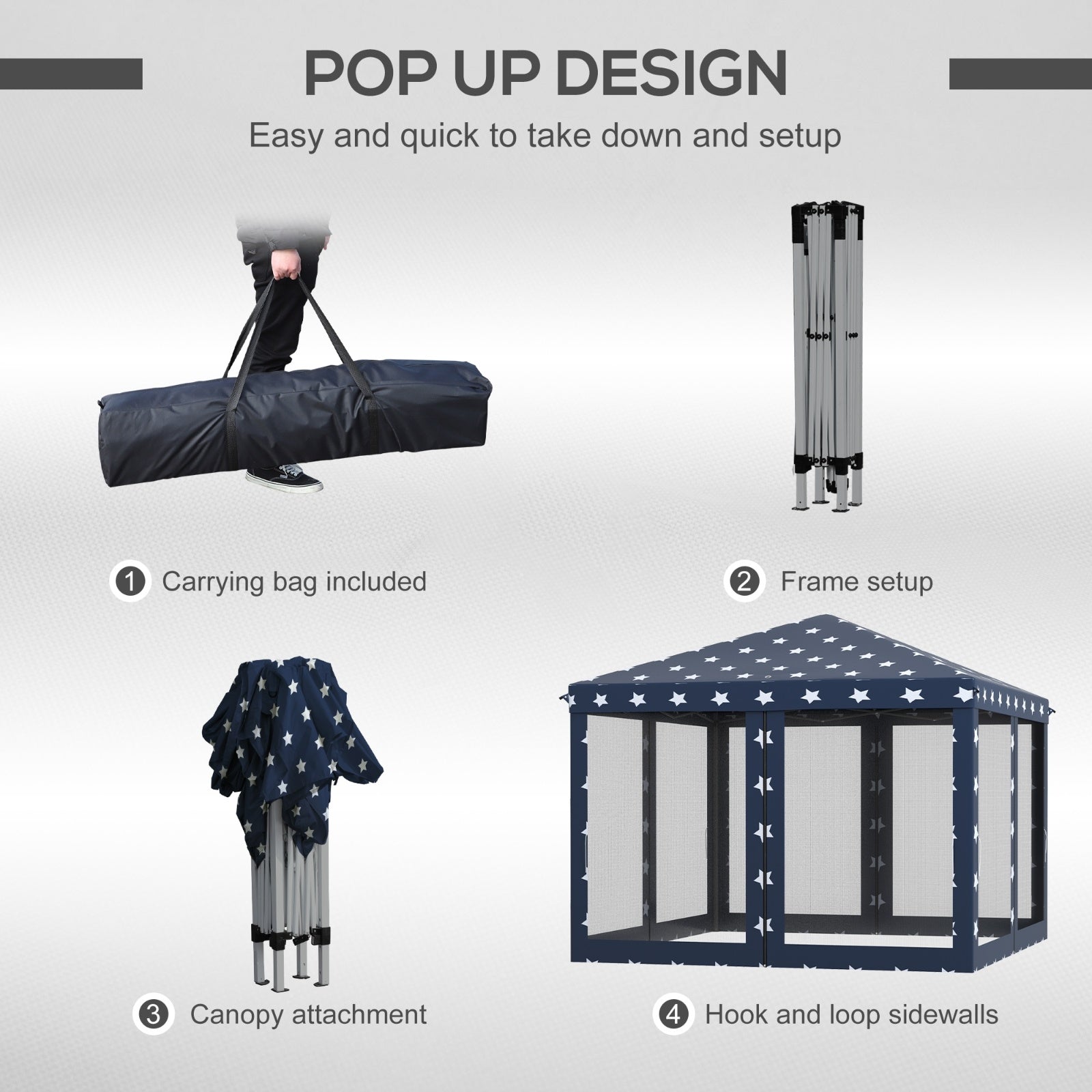 Outsunny 10' X 10' Pop Up Canopy Tent With Netting, Instant Gazebo, Ez Up Screen House Room With Car