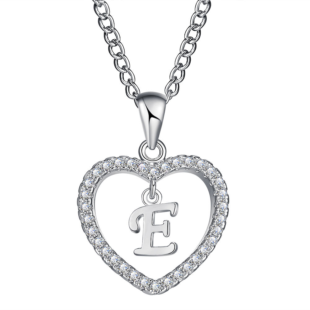 26-Letter Zircon Heart Necklace