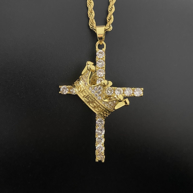 Hip Hop Crown Zircon Necklace