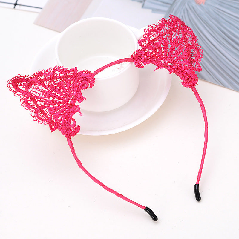 Lace Cute Cat Ear Hair Band Female Face Wash Hairpin