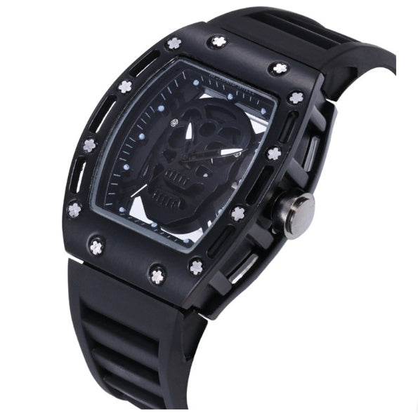 American Trade Express Hot Style Leisure Fashion Ghost Head Men Silica Quartz PU Watch