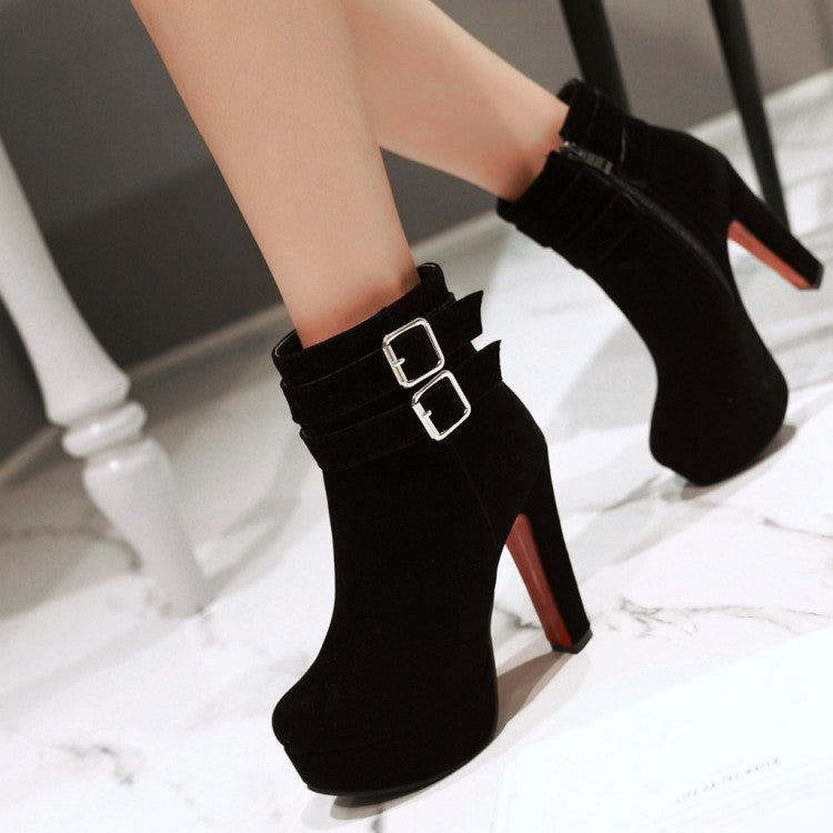 Red Women's Boots Wedding Shoes Bride High Heel Boots Small Size Boots