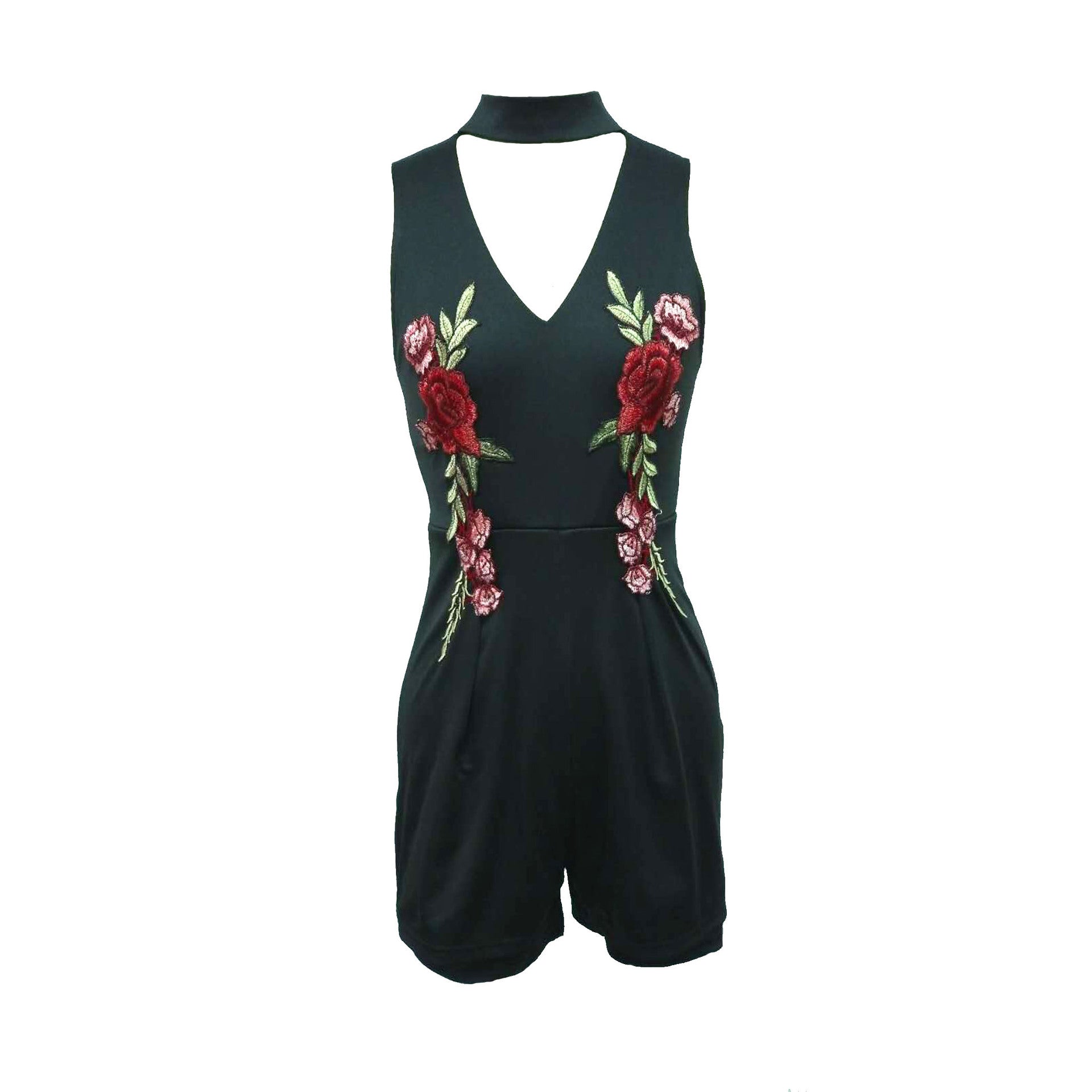 V-Neck Sleeveless Decal Jumpsuit