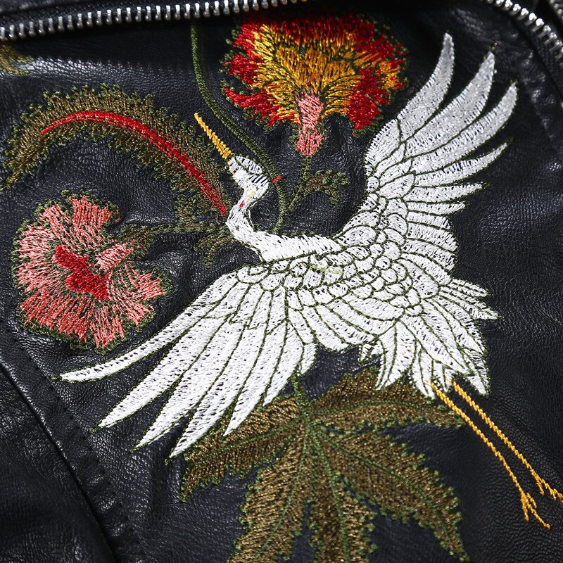Embroidered Leather Jacket