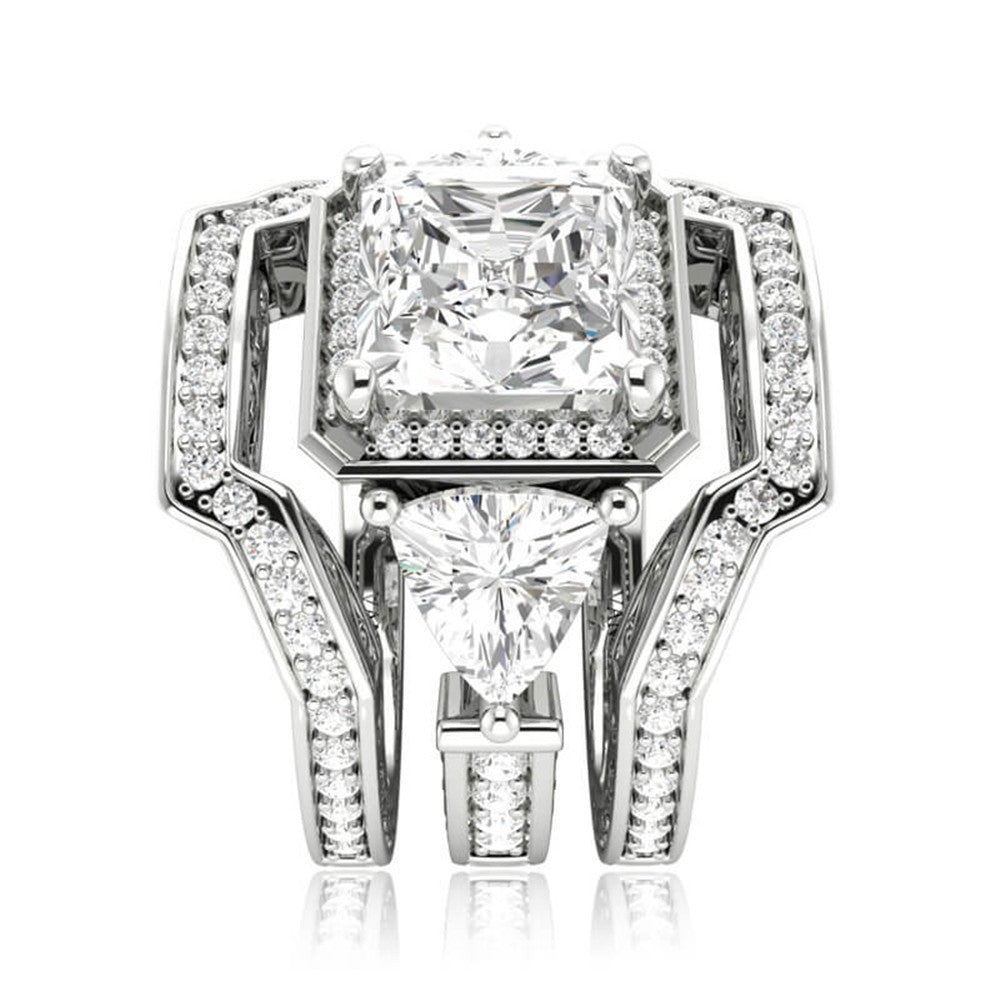 European and American Women's Wedding Ring Three Stone Diamond Wedding Ring