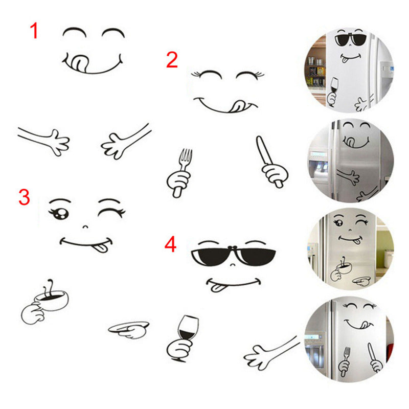 Cartoon Cute Refrigerator Stickers Smiley Face Removable Creative Living Room Bedroom Decorative Wall Sticker