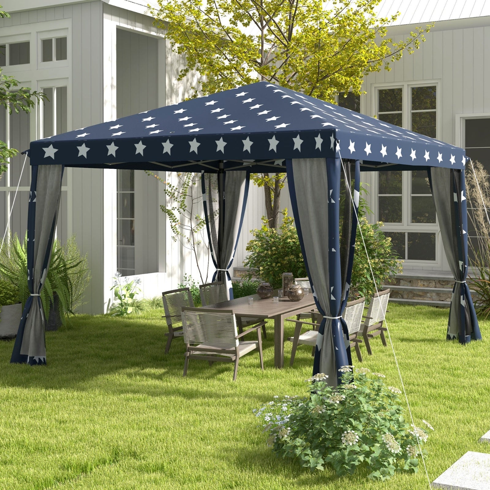 Outsunny 10' X 10' Pop Up Canopy Tent With Netting, Instant Gazebo, Ez Up Screen House Room With Car
