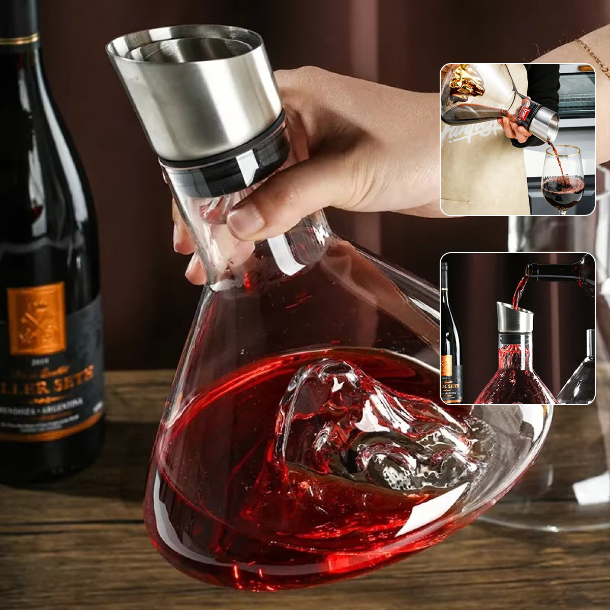 Hot-Selling Iceberg Waterfall Wine Decanter Creative Transparent Lead-Free Crystal Glass Wine Dispenser Barware Quick Decanters