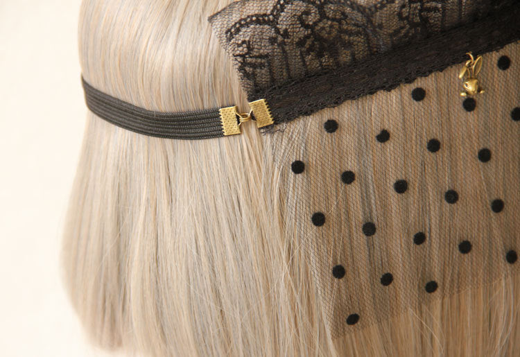 Halloween Bunny Crown Headband Lace Veil