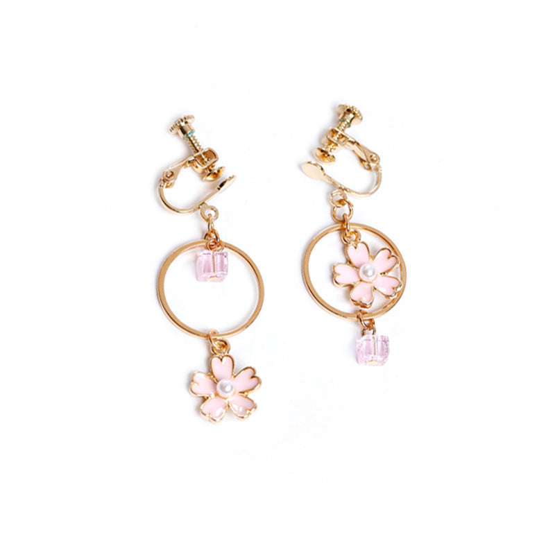 New Fashion Temperament Crystal Cherry Blossom Earrings