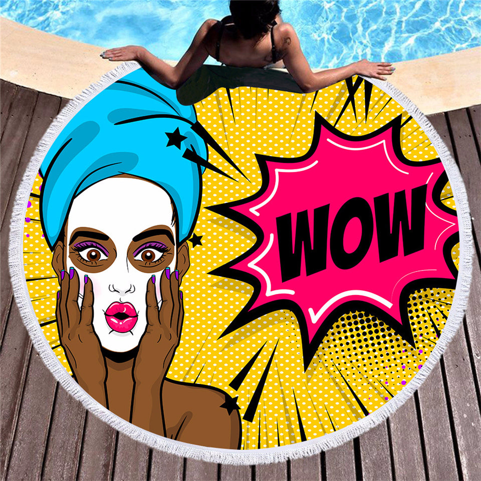 Retro Round Printed Beach Towel