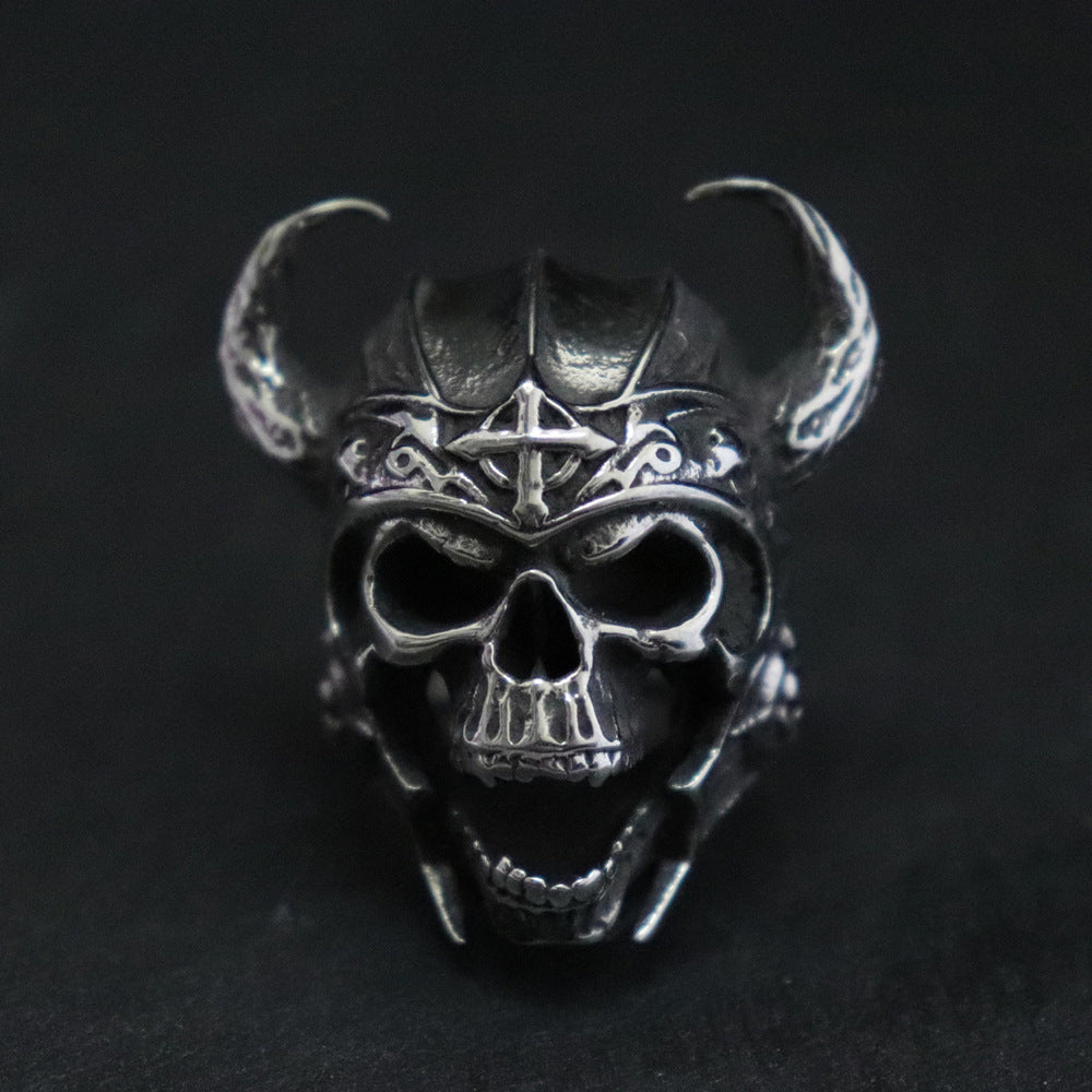 Horn Bull Head Skull Ring