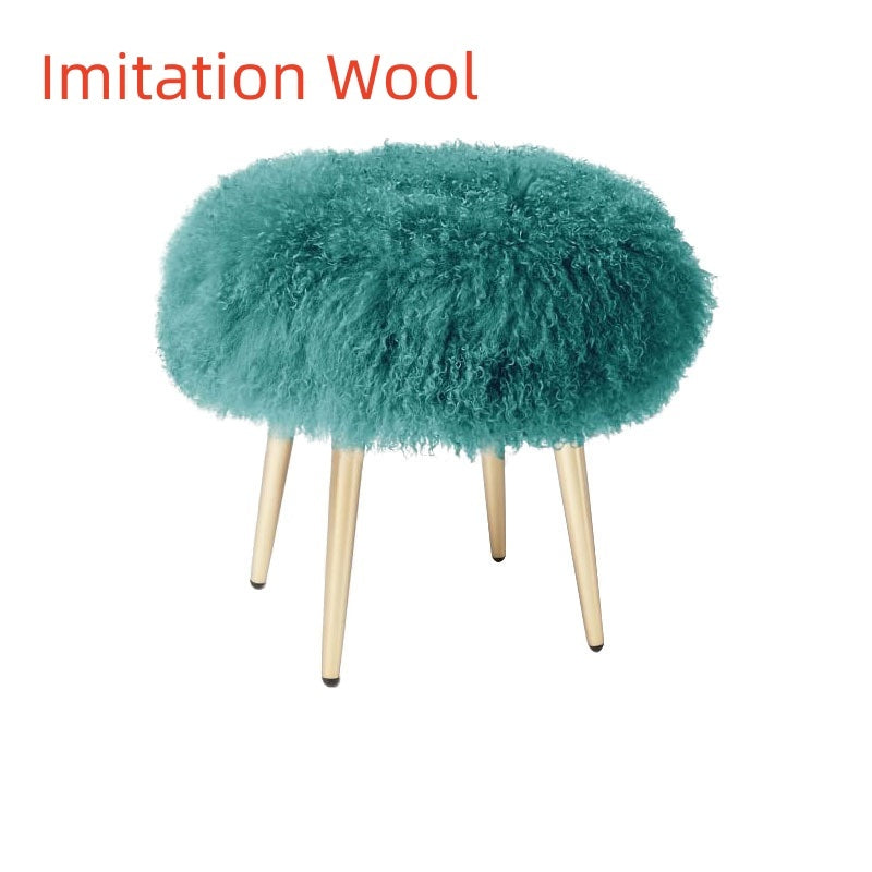 Tan Wool Makeup Dressing Shoe Changing Low Stool