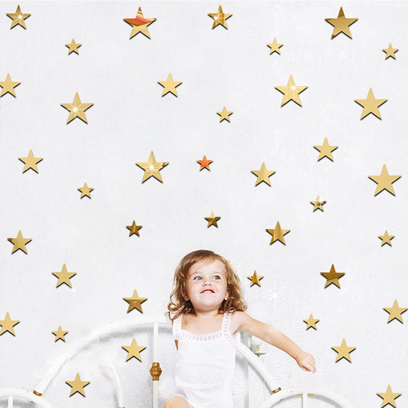 Five-Pointed Star Mirror Sticker Cartoon Children Room Wall Sticker