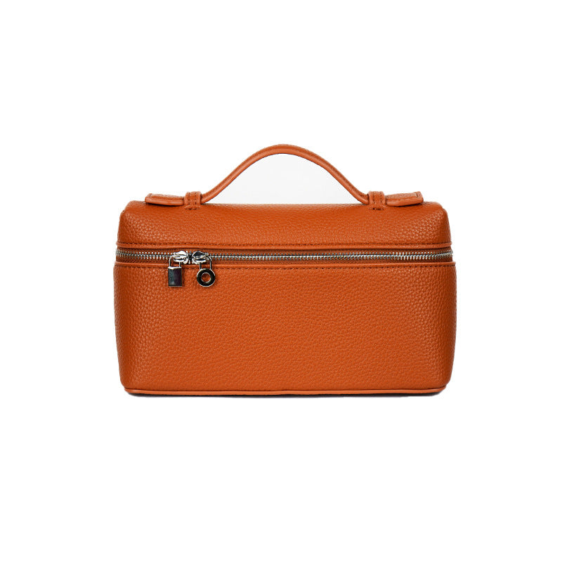 Mini Bag Lychee Pattern Handbag Ostrich Grain Small Square Bag Zipper Lunch Box Bag