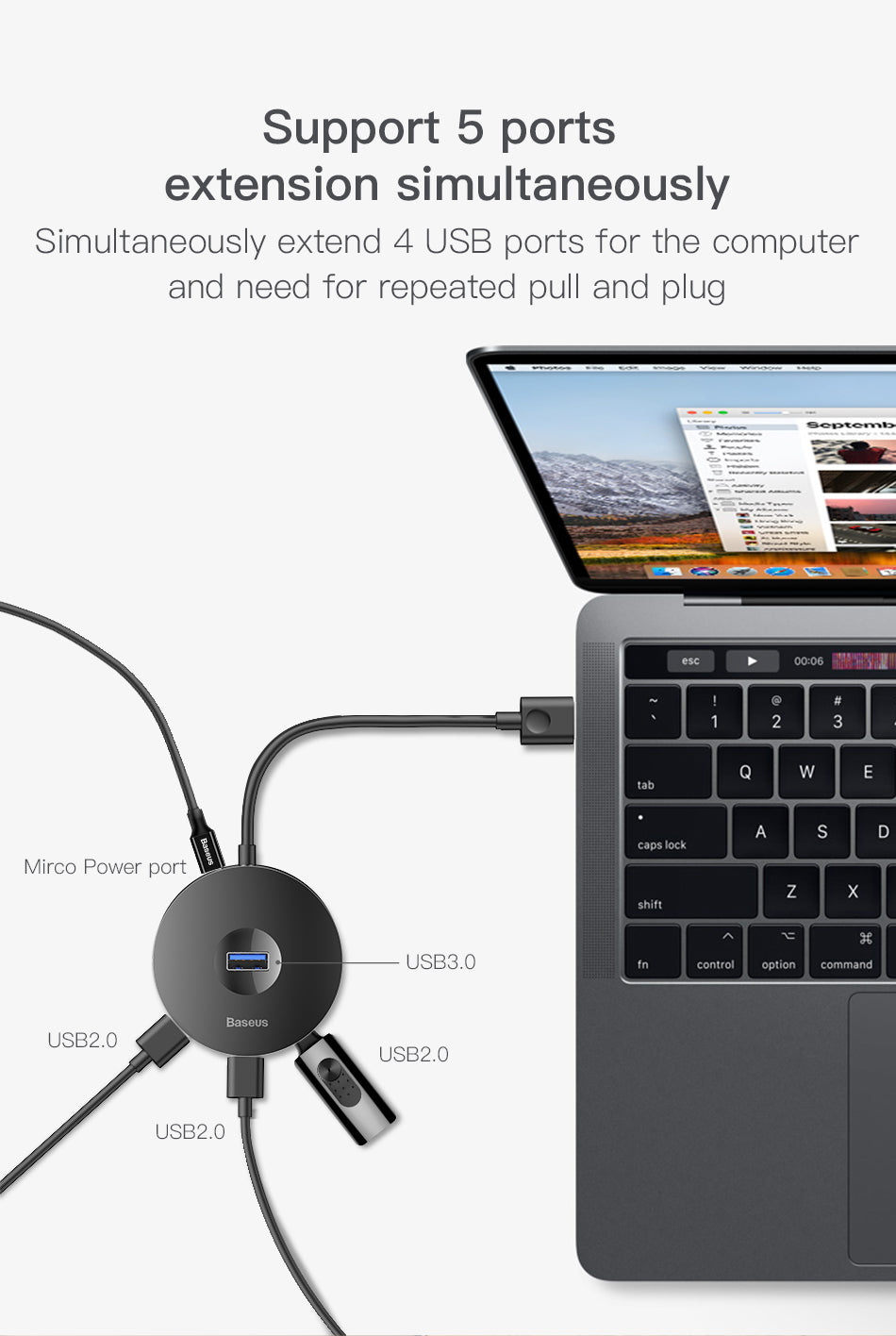 Hub Notebook USB Adapter Hub Round Box