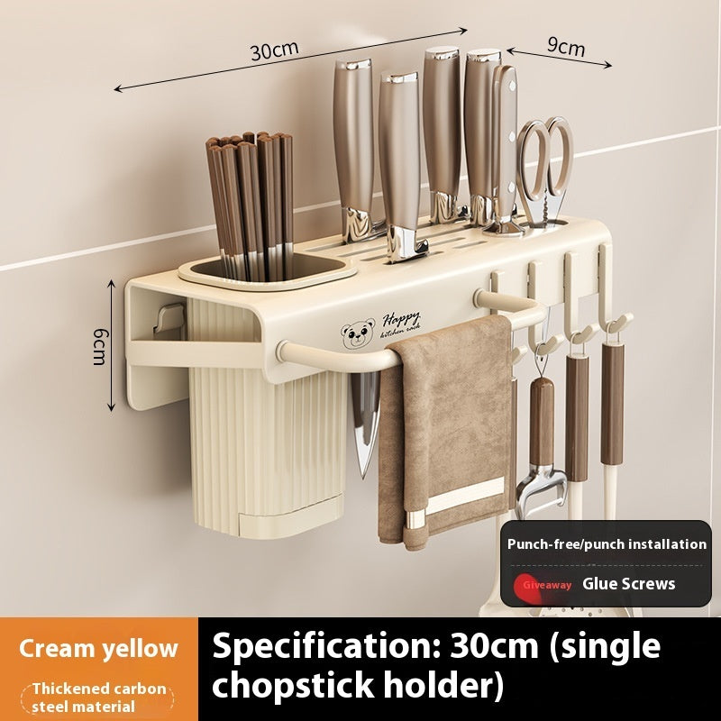 Kitchen Knife Rack Multi-Functional Punch-free