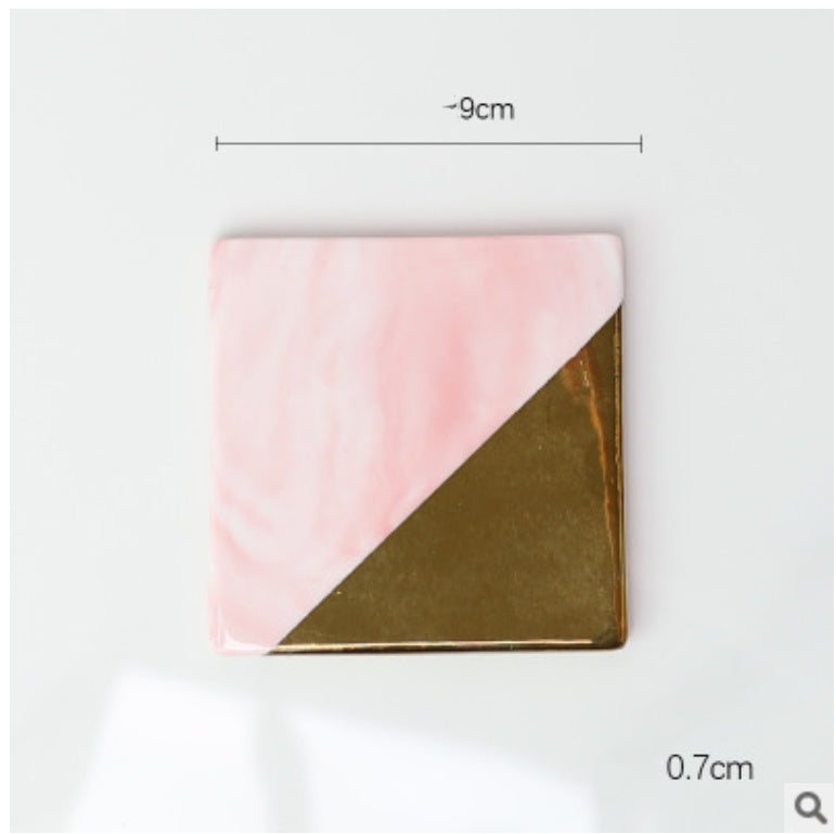 Marble Gold Plated Ceramic Coaster