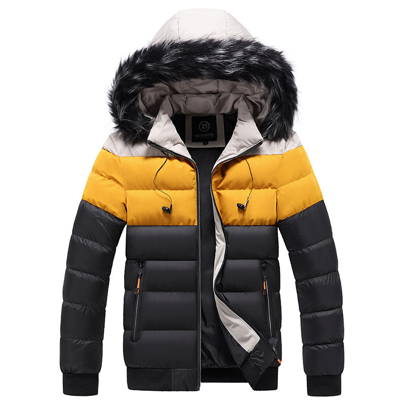 Hooded Jacket Men's Thick Warm Cotton Jacket ，