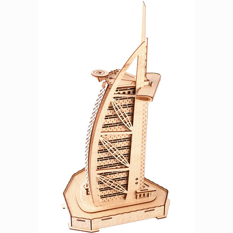 Dubai Sailing Hotel 3D Wooden Model DIY 3D Puzzle Jigsaw Laser