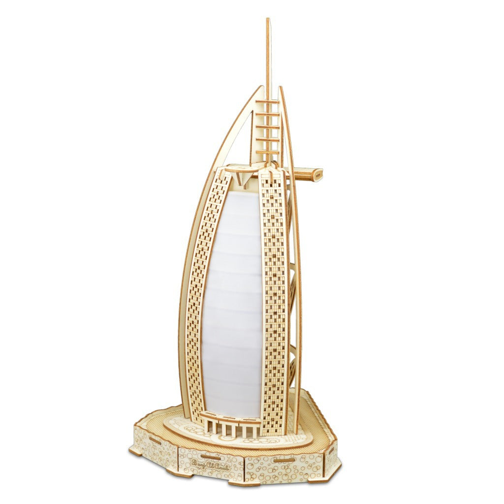 Dubai Sailing Hotel 3D Wooden Model DIY 3D Puzzle Jigsaw Laser