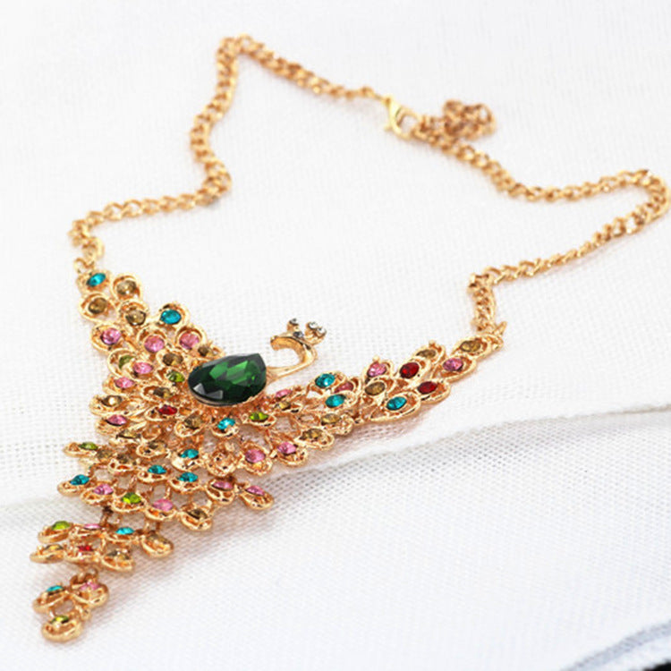 Peacock Full Diamond Vintage Necklace