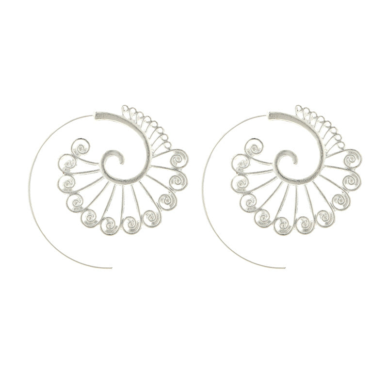Personalized Circle Spiral Peacock Ear Jewelry