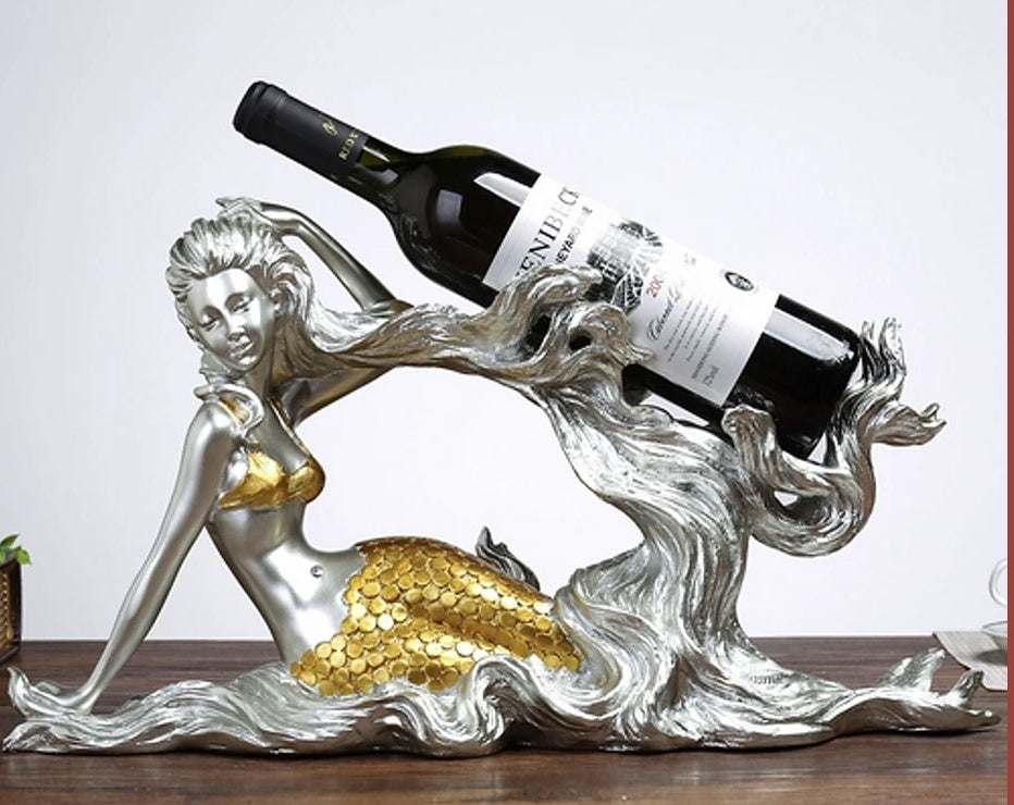 Beautifully Designed Mermaid  Wine Bottle Holder. Resin