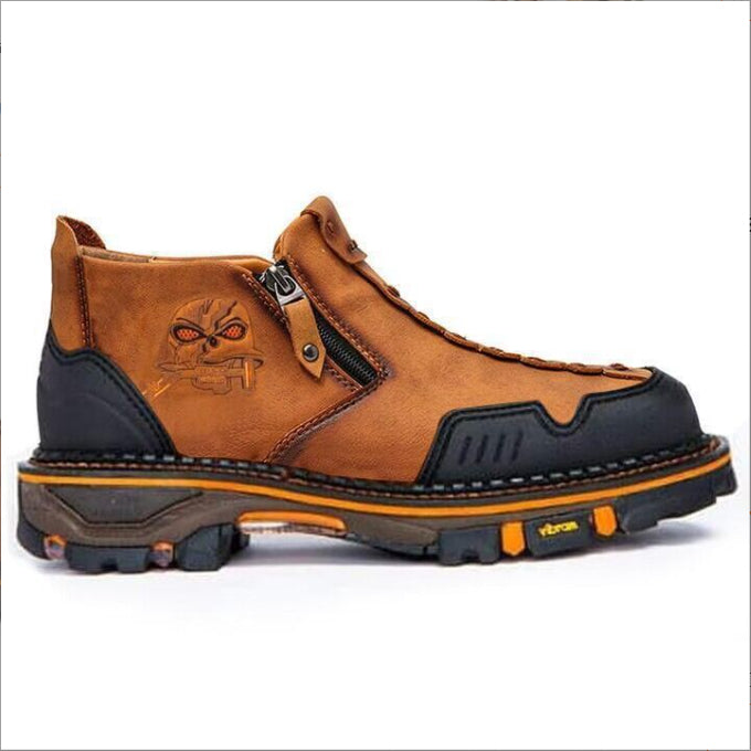 Square Toe Men's Leather Boots Snow Boots Wear-Resistant Martin Boots Low-Heel Casual Men's Shoes