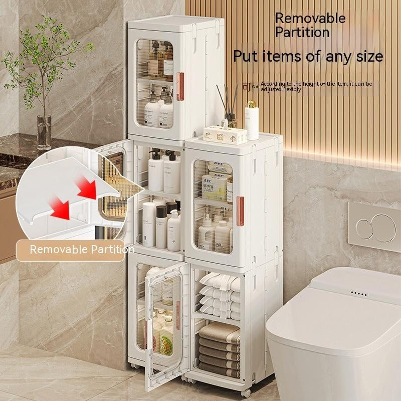 Toilet Floor-to-Ceiling Folding Storage Cabinet Bathroom Waterproof Locker