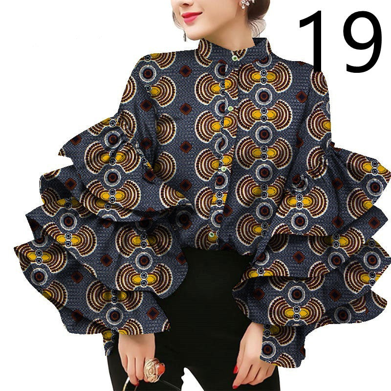 Women's Commuter Ruffle Sleeve Printed T-Shirt