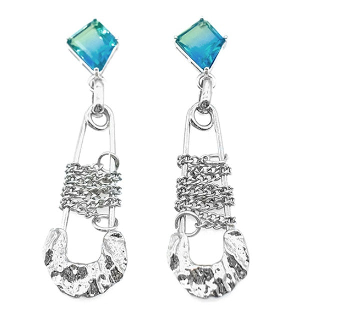 Turquoise Blue Crystal Pair Earring Set