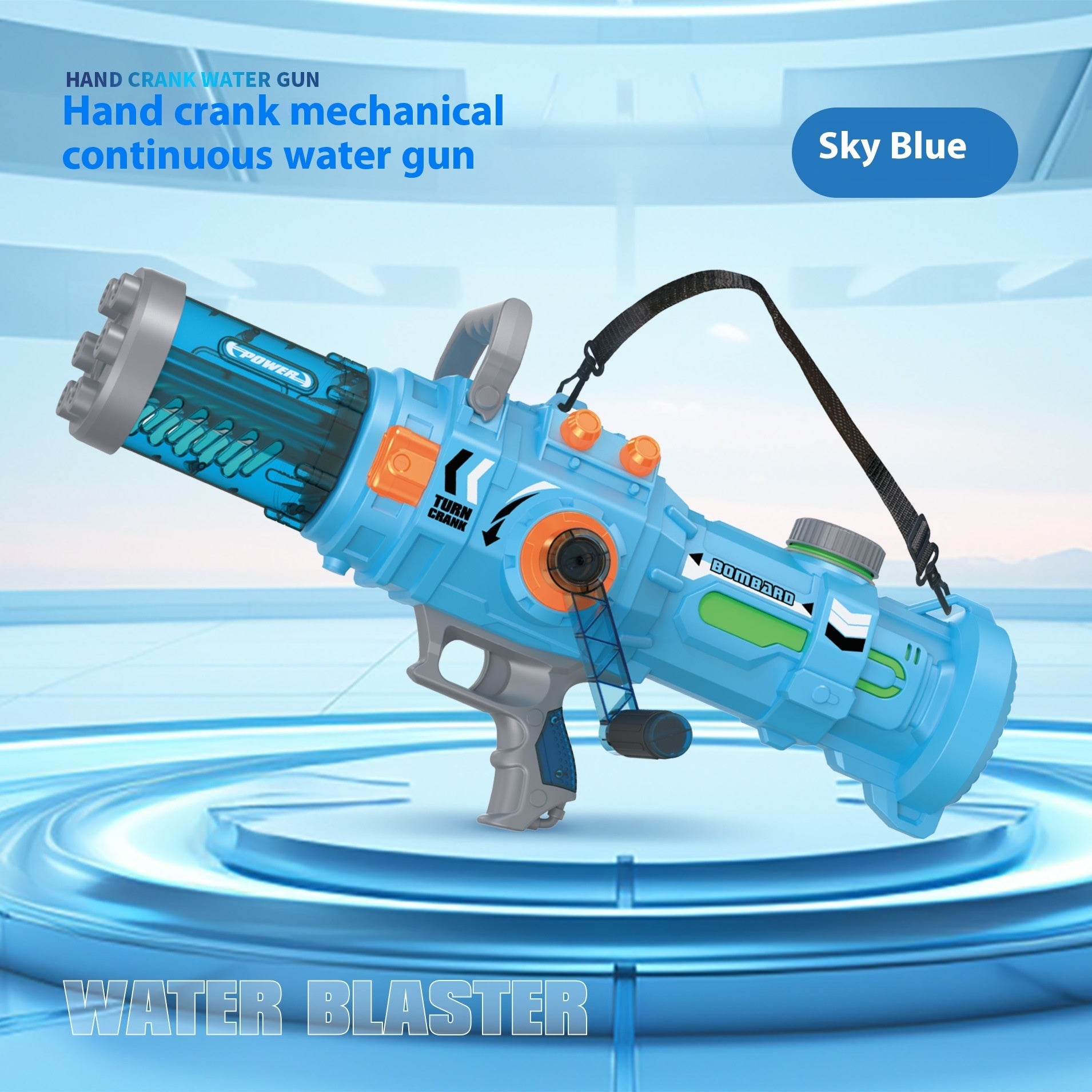 Continuous Hair Hand-cranking Gatling Water Gun Large Capacity Toy Water Gun