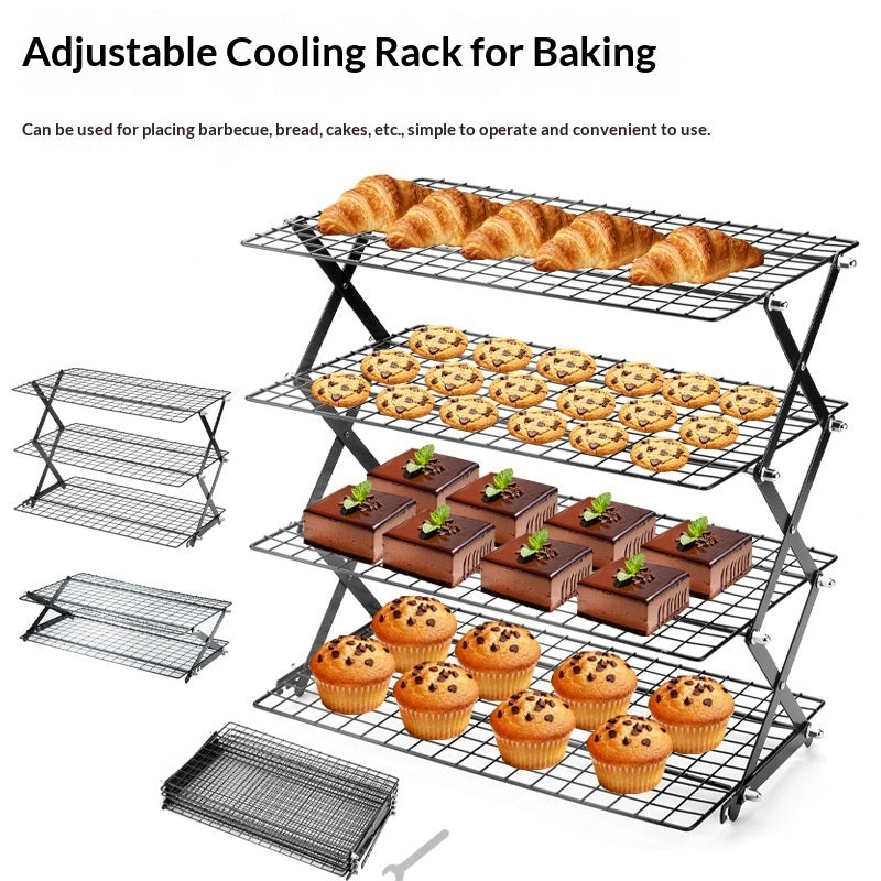 Black Foldable Cooling Rack Multi-Tier Kitchen Storage Rack